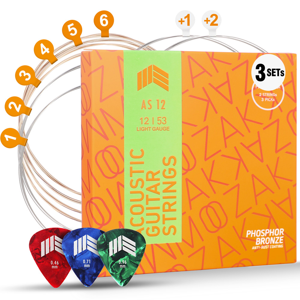 MOOZAK Phosphor Bronze Acoustic Guitar Strings 3 Packs | AS1203